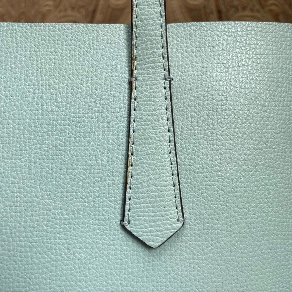 Kate Spade Light Blue Molly Cabana Tote Bag & Pouch Metal Spade Logo